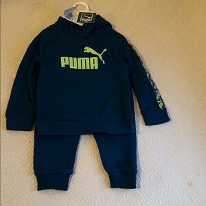 Puma Dark Blue and Lime Green Tracksuit